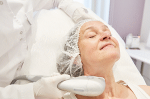 HIFU ultrasound device used for non-surgical skin lifting at Alora Skin Clinic Scarborough
