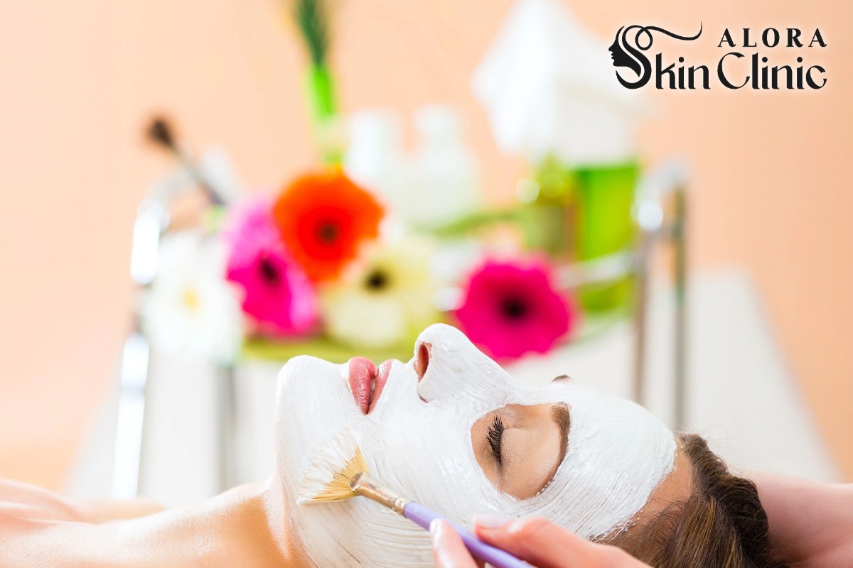 Microneedling treatment in progress at Alora Skin Clinic in Scarborough